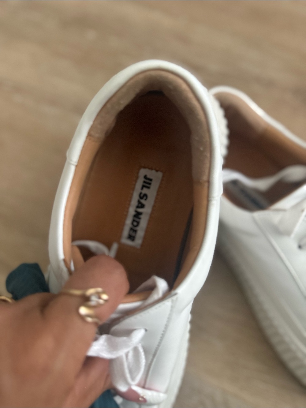 Jil Sander White Leather Low-Top Sneakers